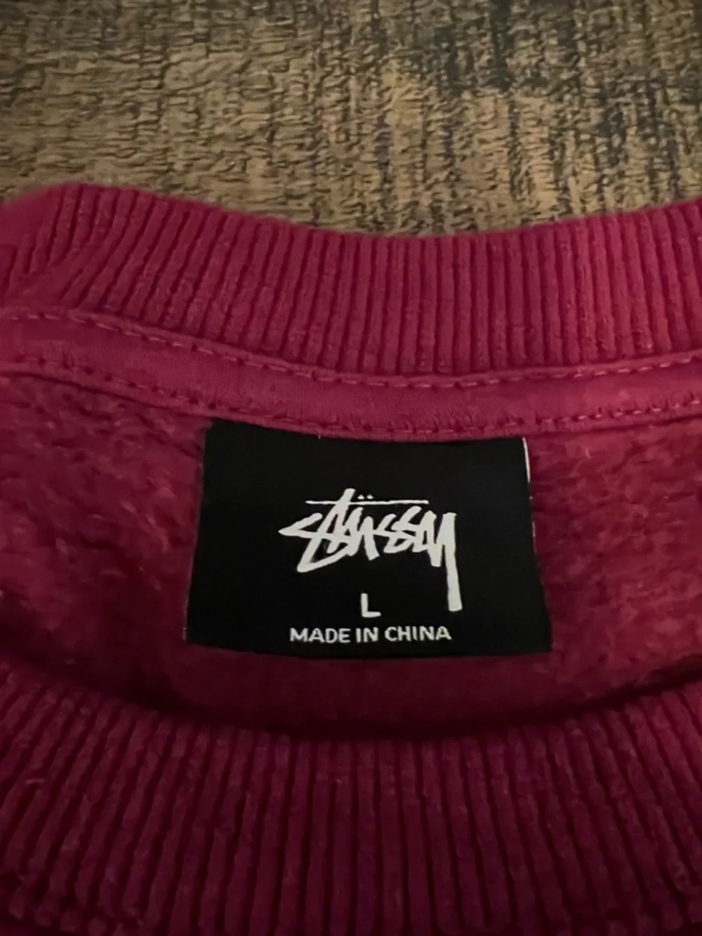 Stussy Men's Crewneck Sweatshirt - Burgundy with White Logo - Picture 2 of 5